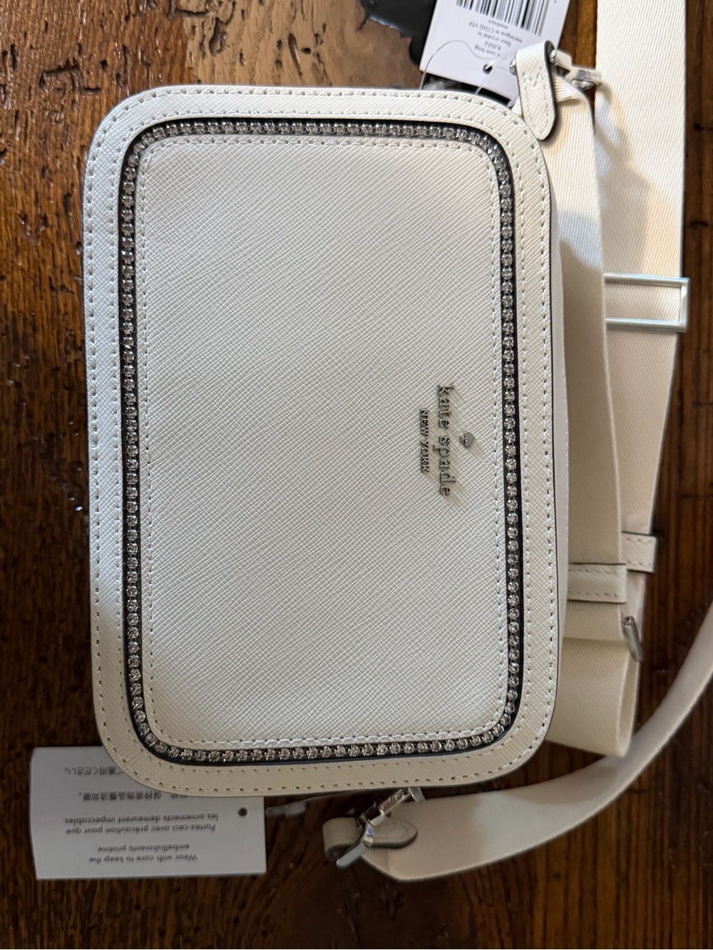 kate spade Cream Crossbody Bag with Crystal Trim